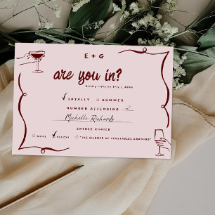 Whimsical Retro Doodles Wedding RSVP Announcement