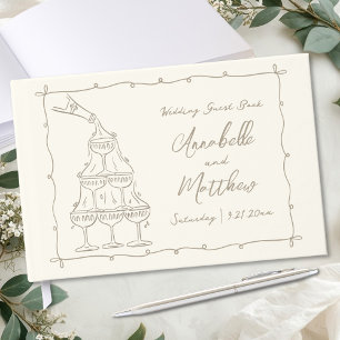 Whimsical Retro Hand Drawn Wedding Guest Book