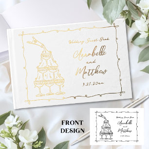 Whimsical Retro Hand Drawn Wedding Guest Book