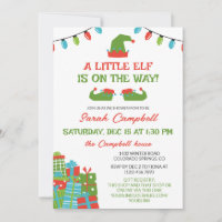 Whimsical Retro Little Elf on the Way Baby Shower