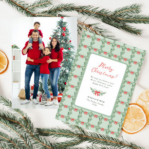 Whimsical Retro Merry Christmas Photo Back Holiday Card