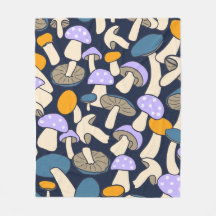 Whimsical Retro Mushroom Botanical Midnight Forest