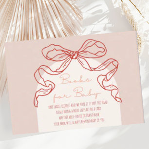 Whimsical Retro Orange Hand Drawn Bow Baby Shower Enclosure Card