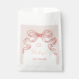 Whimsical Retro Orange Hand Drawn Bow Baby Shower Favour Bags
