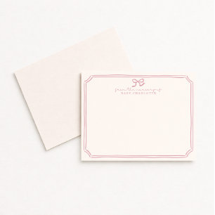 Whimsical retro Pink Bow Nursery Note Card
