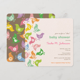 Whimsical Retro Rainbow Chicks Cute Baby Shower Invitation