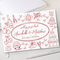 Whimsical Retro Red Hand Drawn Wedding