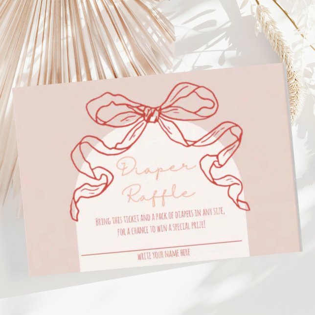 Whimsical Retro Rust Hand Drawn Bow Baby Shower En Enclosure Card (Creator Uploaded)
