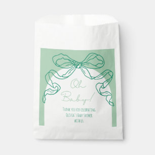 Whimsical Retro Sage Hand Drawn Bow Baby Shower Favour Bags