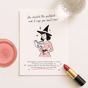 Whimsical   Retro Spellbook Witch Halloween Party  Invitation