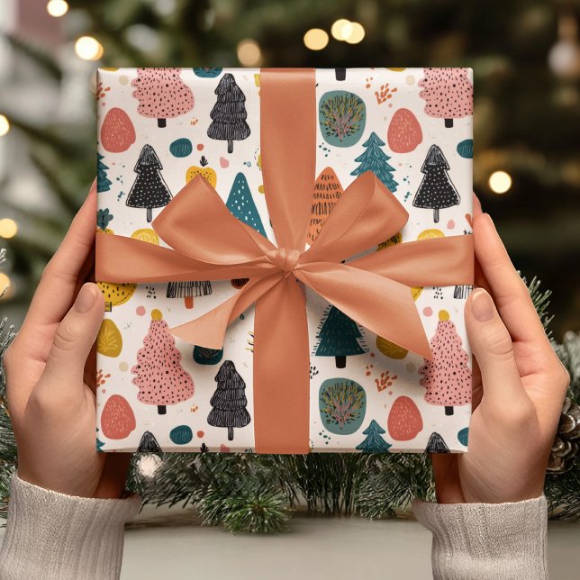 Whimsical Retro Tree Wrapping Paper (Creator Uploaded)