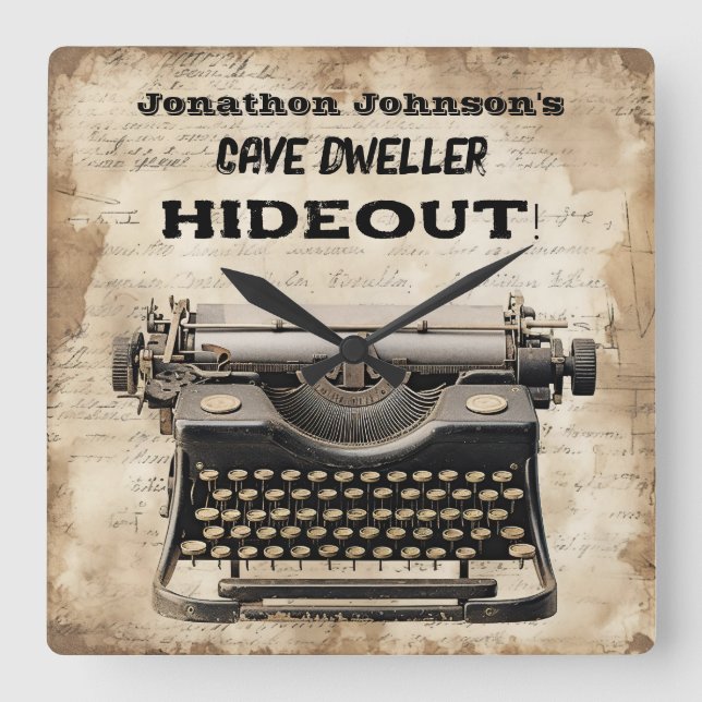 Whimsical Retro Typewriter Wall Clock (Front)