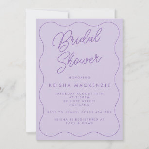 Whimsical Retro Wave Lilac Bridal Shower Invitation