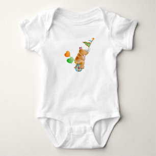Whimsical rhinoceros animal circus watercolor baby bodysuit