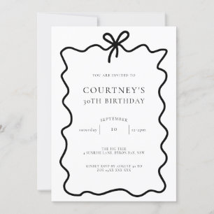 Whimsical Ribbon Bow 30th Birthday Party Invitation