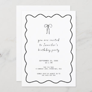 Whimsical Ribbon Bow Birthday Party Invitation