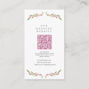 Whimsical Ribbon Floral Wedding QR code Enclosure Card