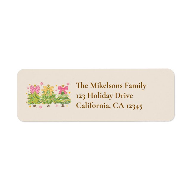 Whimsical Ribbon Tree Family Return Address (Front)
