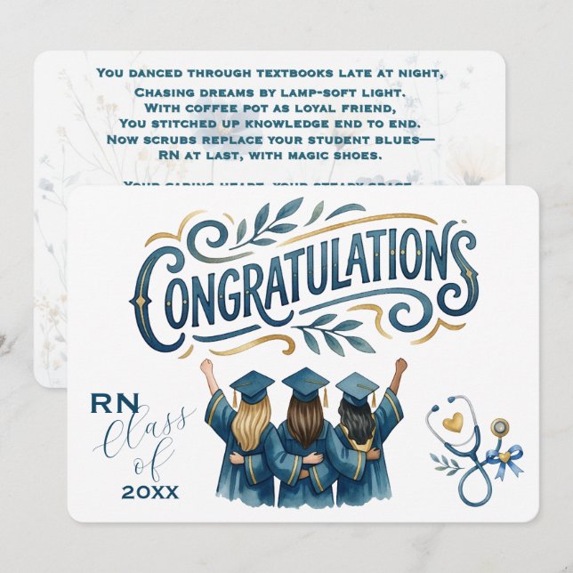 Whimsical RN Graduation Poem • Nursing Journey (Front/Back)