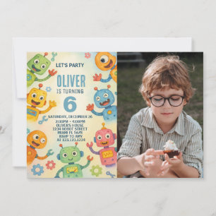 Whimsical Robot Birthday Invitation for Kids