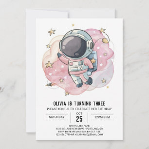 Whimsical Rocket Whimsy Astronaut Birthday Invitation