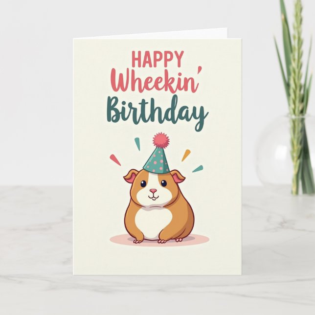 Whimsical Rodent Party Hat Card (Front)