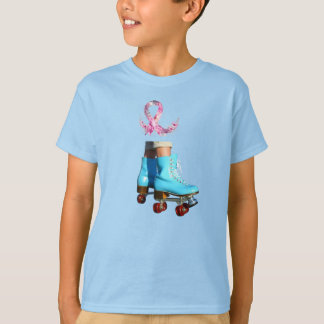 Whimsical Roller Skates with Pink Floral Ribbon T-Shirt