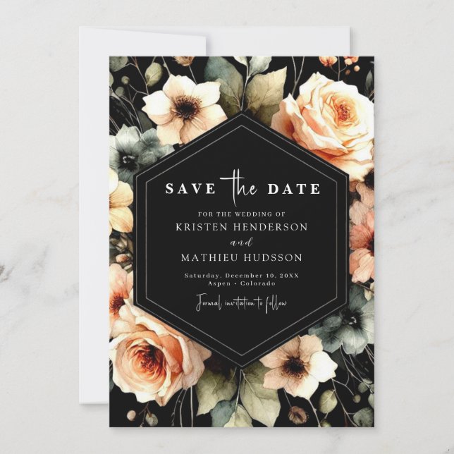Whimsical Romantic Peach Wedding Save The Date (Front)