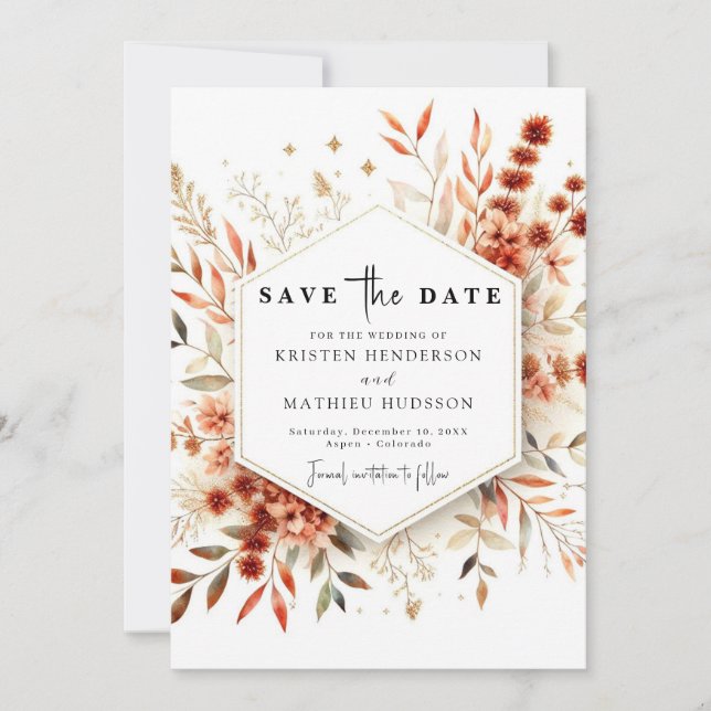  Whimsical Romantic Terracotta Wedding Save The Date (Front)