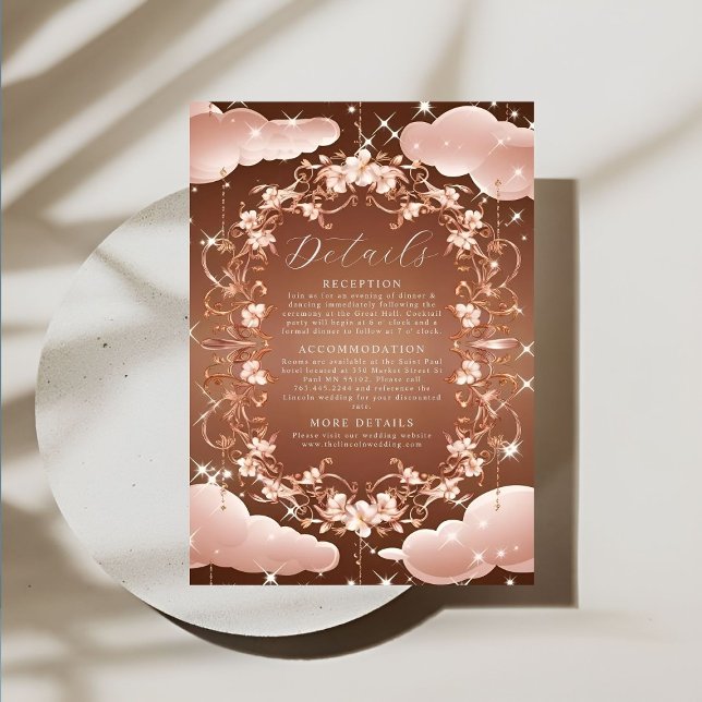 Whimsical Rose Gold Ornate Floral Details Enclosure Card (Creator Uploaded)