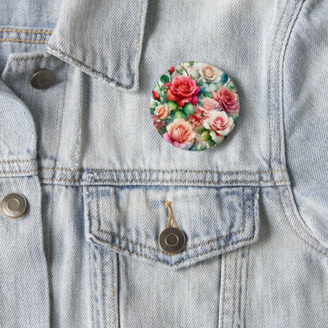 Whimsical Rose Pattern 6 Cm Round Badge (In Situ)