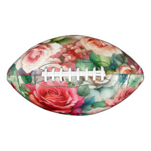 Whimsical Rose Pattern American Football