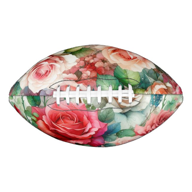 Whimsical Rose Pattern American Football (Front)