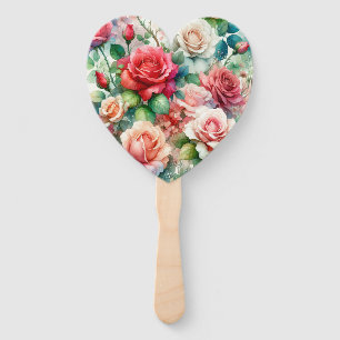 Whimsical Rose Pattern Hand Fan