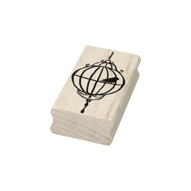 Whimsical Round Birdcage Rubber Art Stamp (Stamp)