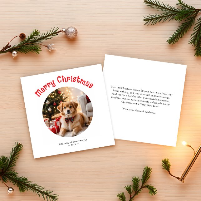 Whimsical Rounded Photo Winter Christmas Greeting Holiday Card (Creator Uploaded)