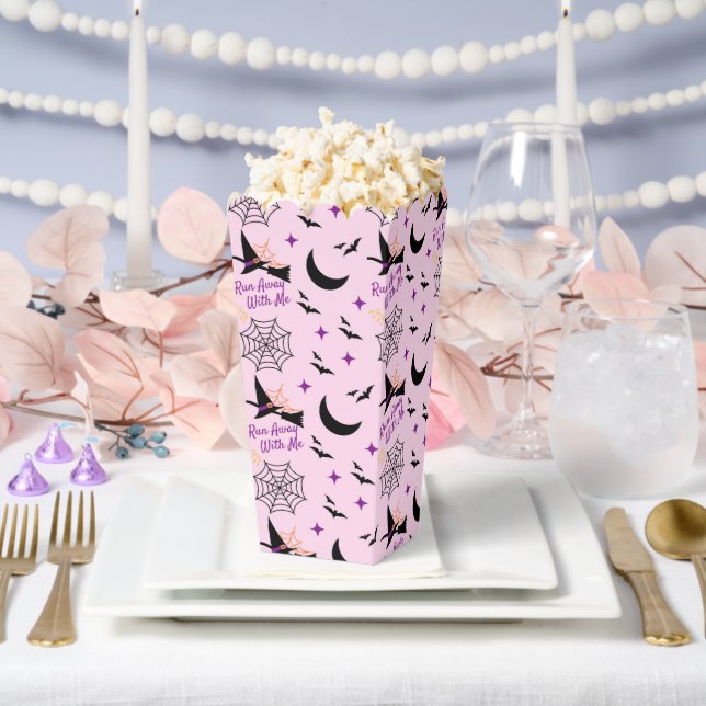 Whimsical "Run Away With Me" Halloween Witch & Bat Favour Box (Wedding)