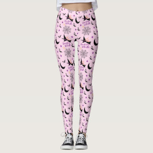 Whimsical "Run Away With Me" Halloween Witch & Bat Leggings