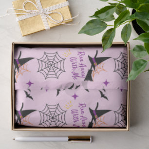 Whimsical "Run Away With Me" Halloween Witch & Bat Tissue Paper