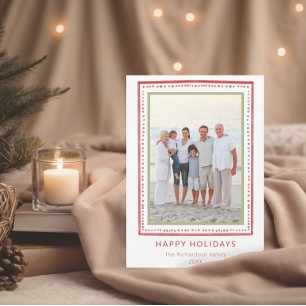 Whimsical Rust Red Family Photo Holiday Card