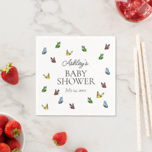 Whimsical Rustic Butterfly Neutral Baby Shower Napkin