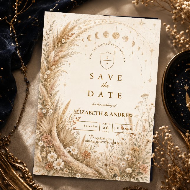 Whimsical Rustic Celestial Wedding Save The Date (Creator Uploaded)