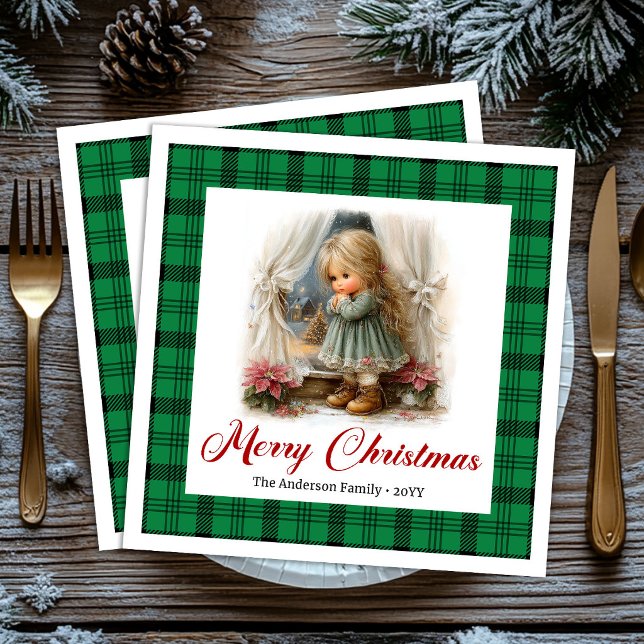Whimsical Rustic Christmas Scene Custom Napkins (Whimsical Rustic Christmas Scene Custom Napkins)
