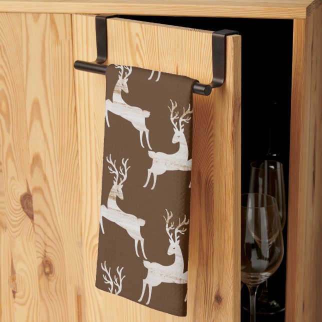 Whimsical Rustic Deer Kitchen Towels (Thirds Fold)