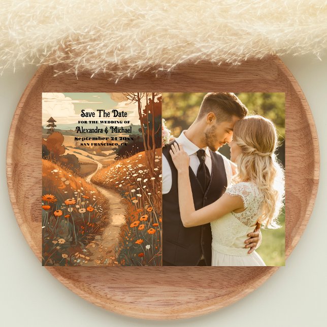 Whimsical Rustic Wildflower Meadow Wedding Save The Date (Creator Uploaded)