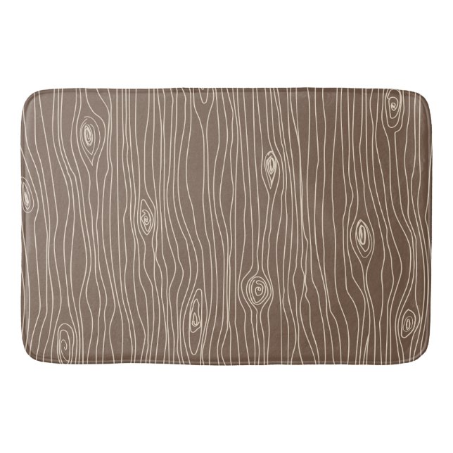 Whimsical Rustic Wood Grain Woodland Forest Bath Mat (Front)