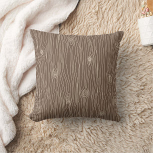 Whimsical Rustic Wood Grain Woodland Forest Cushion