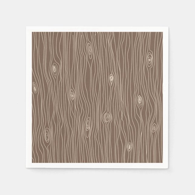 Whimsical Rustic Wood Grain Woodland Forest Napkin (Front)