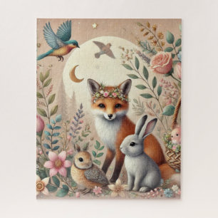 Whimsical Rustic Woodland Animals  Jigsaw Puzzle
