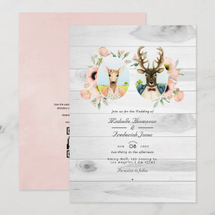 Whimsical Rustic Woodland Forest Deer Wedding Invitation